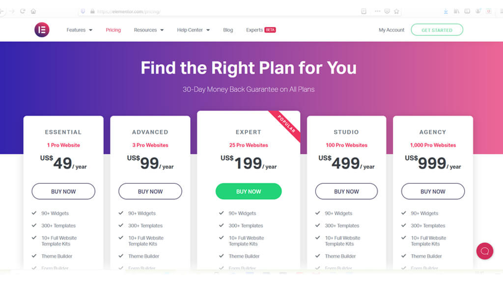 Edytor Elementor - cennik